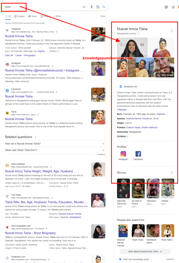 simple google knowledge panel