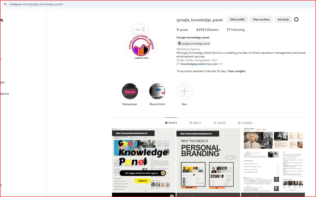 social media google knowledge panel .net